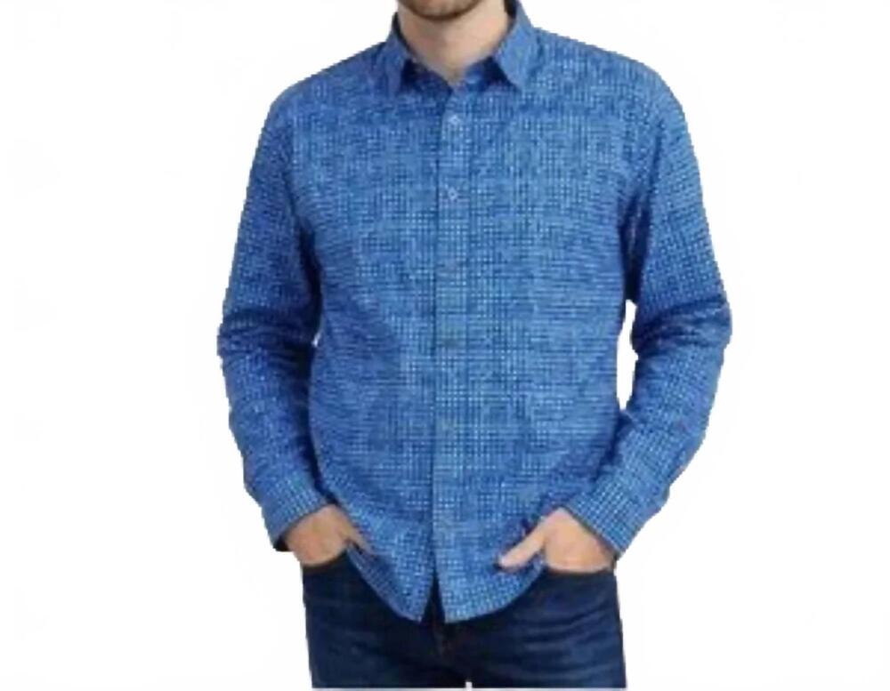 NEW ROBERT GRAHAM jungle bird long sleeve shirt in blue